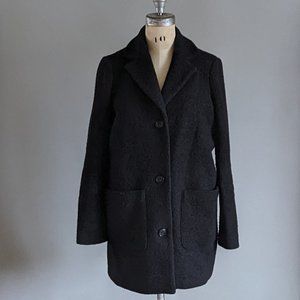 Women's Vera Moda Black Boucle Boxy Cocoon Style 3/4 Length Coat Size XS